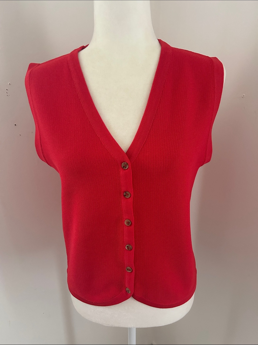 Bohme Dark Orange Knit Button Front Vest sz M